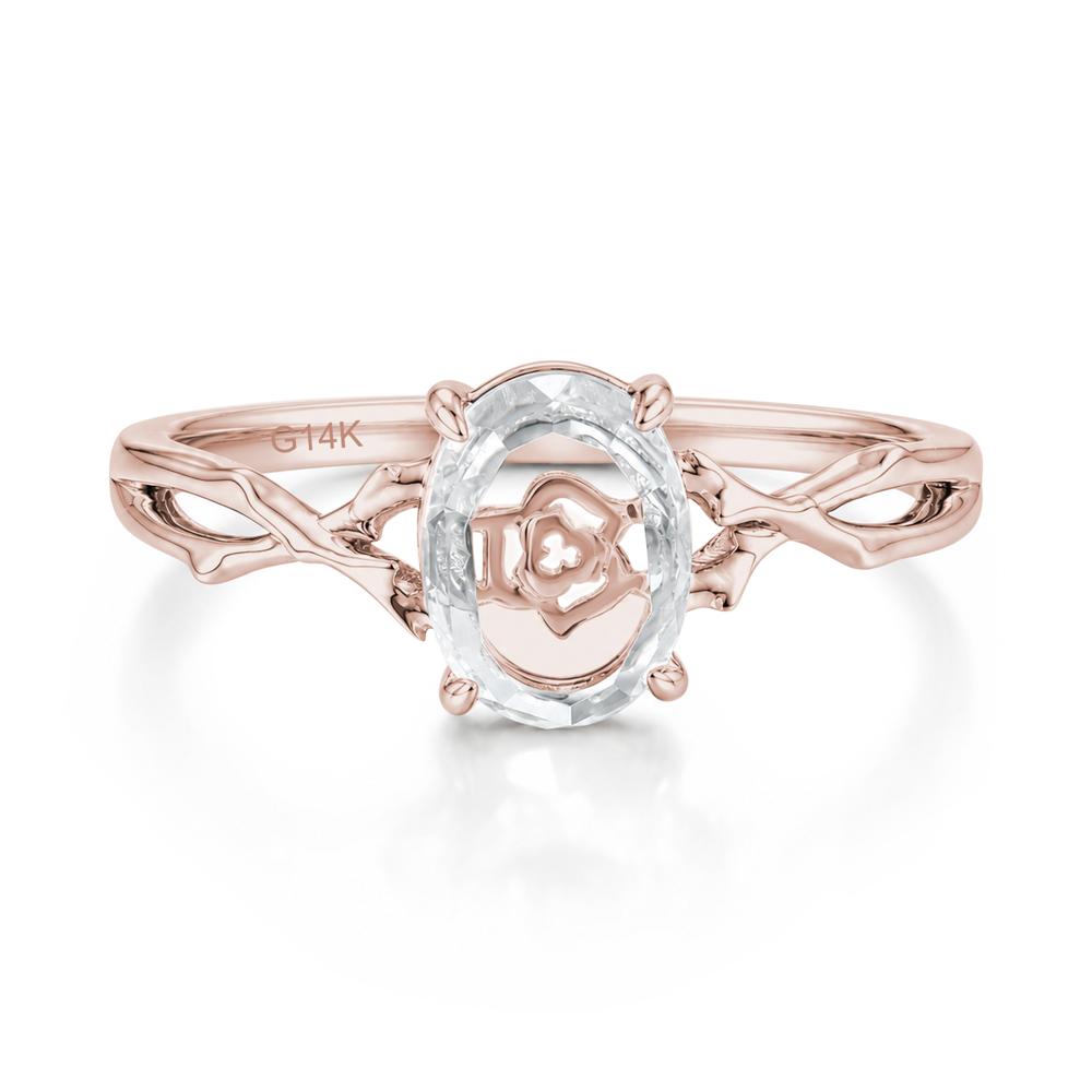 Floral Portrait Cut Oval Clear Quartz Split Ring - LUO Jewelry #gemstone_Clear Quartz