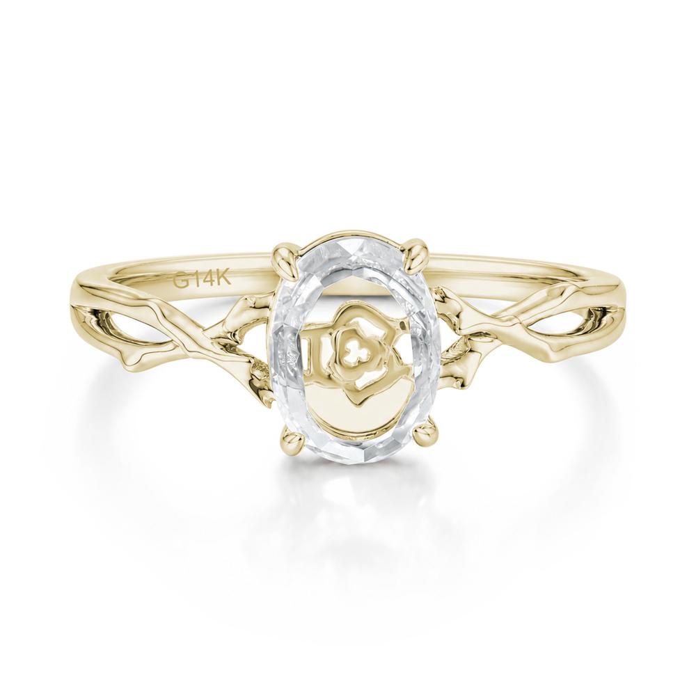 Floral Portrait Cut Oval Clear Quartz Split Ring - LUO Jewelry #gemstone_Clear Quartz