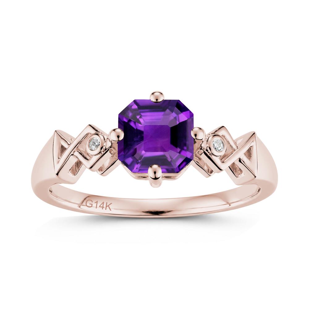 Asscher Cut Sapphire Engraved Fish Ring - LUO Jewelry #gemstone_Amethyst