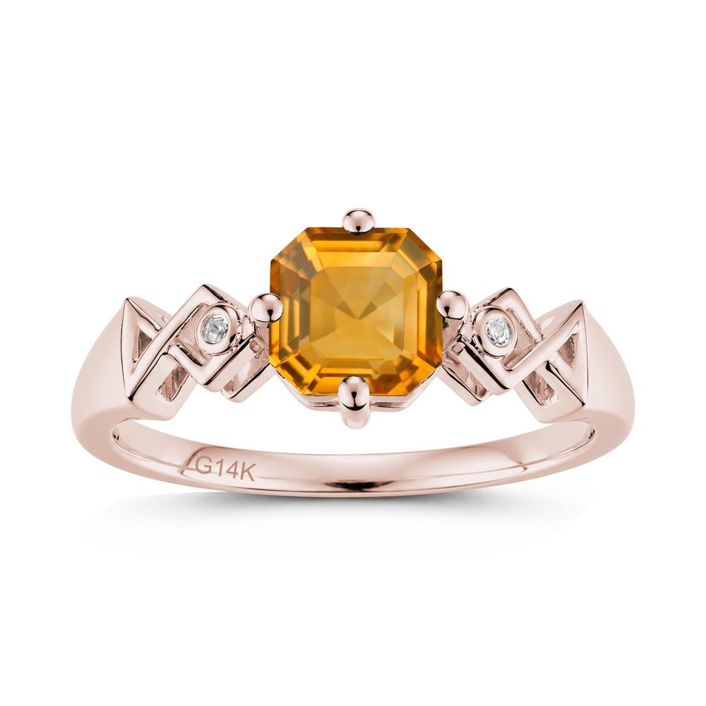 Asscher Cut Sapphire Engraved Fish Ring - LUO Jewelry #gemstone_Citrine