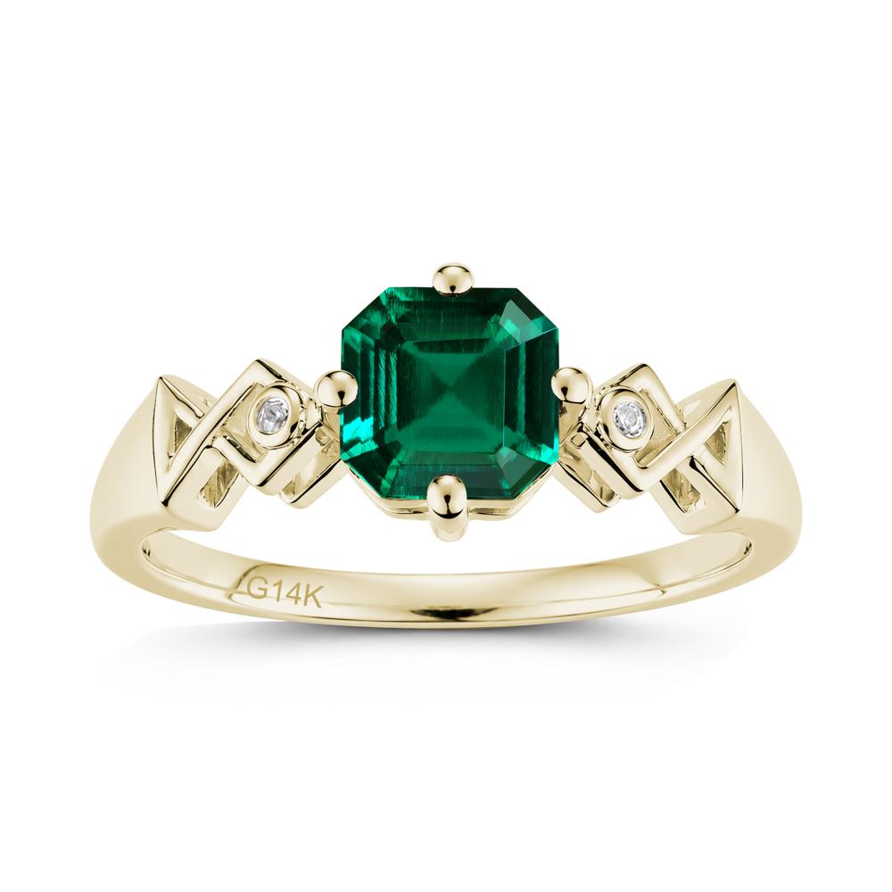 Asscher Cut Sapphire Engraved Fish Ring - LUO Jewelry #gemstone_Emerald