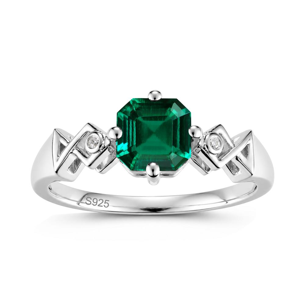 Asscher Cut Sapphire Engraved Fish Ring - LUO Jewelry #gemstone_Emerald