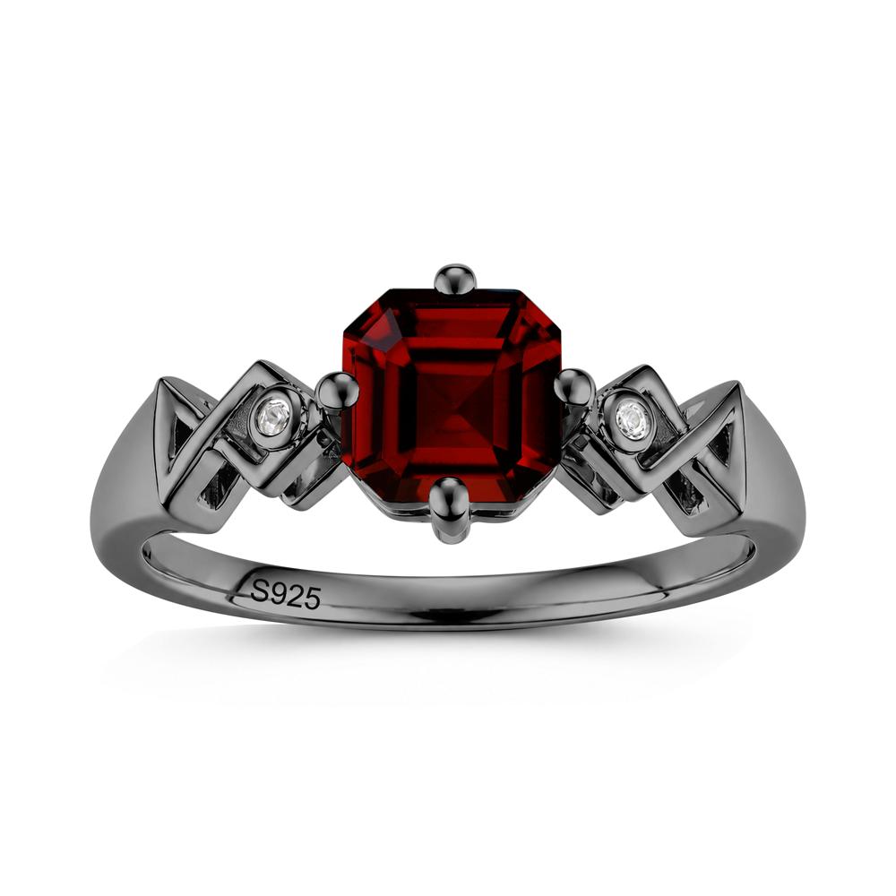 Asscher Cut Sapphire Engraved Fish Ring - LUO Jewelry #gemstone_Garnet