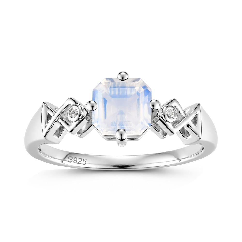 Asscher Cut Sapphire Engraved Fish Ring - LUO Jewelry #gemstone_Moonstone