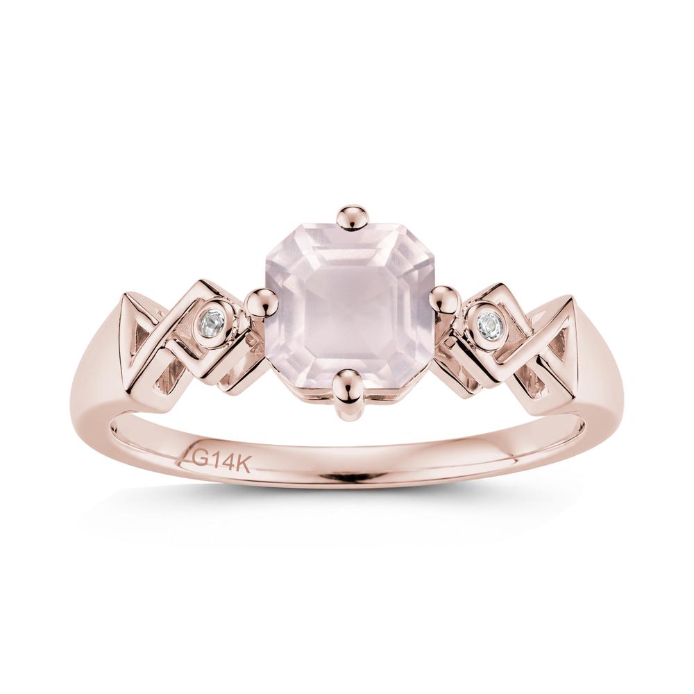Asscher Cut Sapphire Engraved Fish Ring - LUO Jewelry #gemstone_Rose Quartz