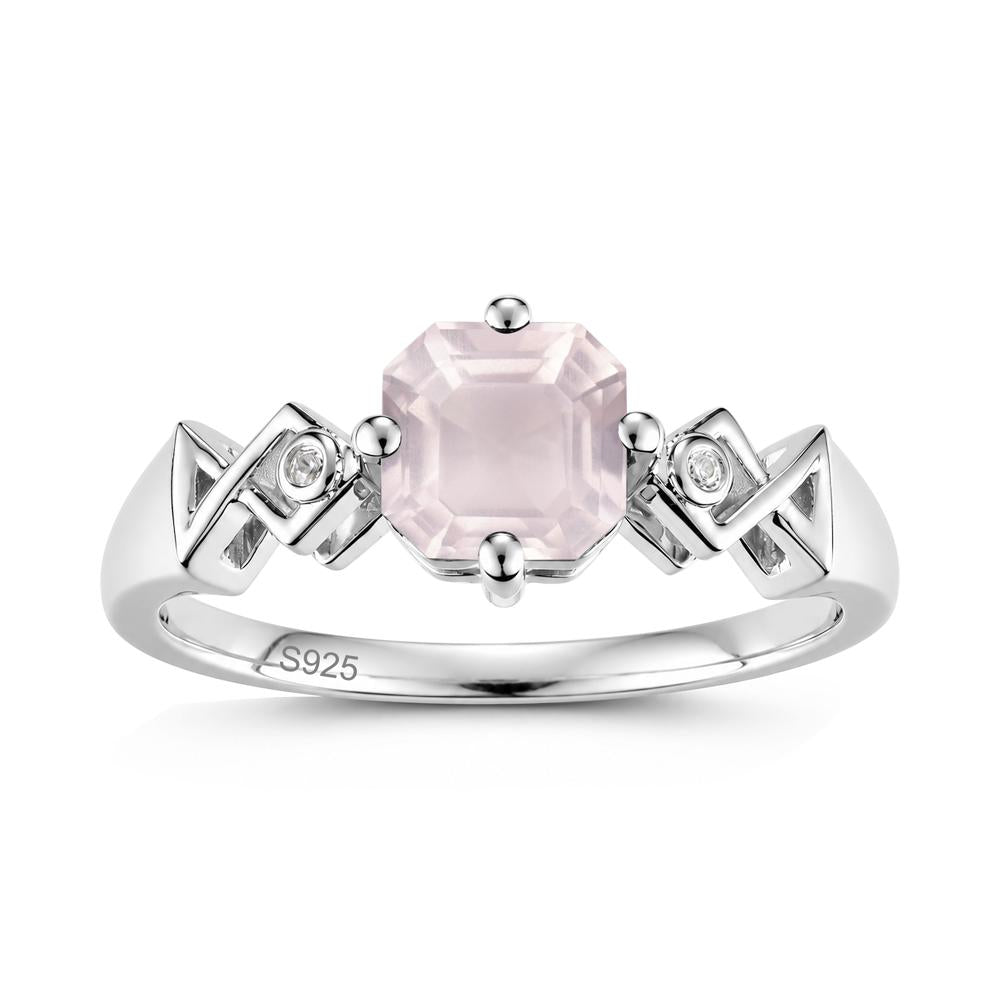 Asscher Cut Sapphire Engraved Fish Ring - LUO Jewelry #gemstone_Rose Quartz