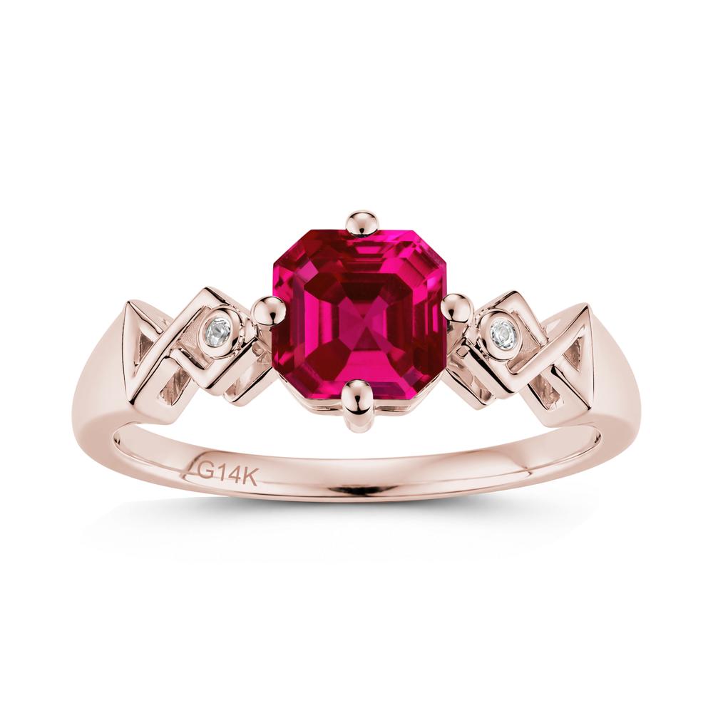 Asscher Cut Sapphire Engraved Fish Ring - LUO Jewelry #gemstone_Ruby