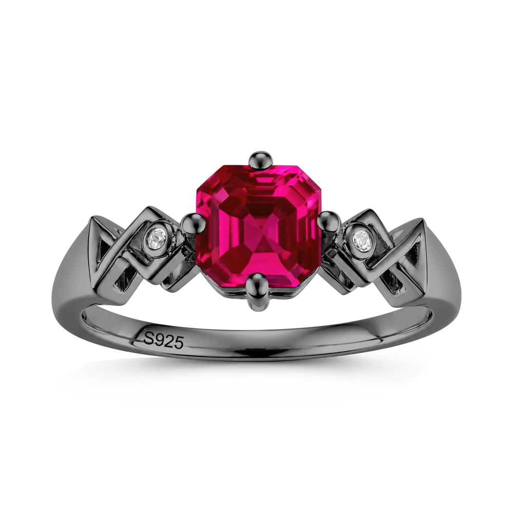 Asscher Cut Sapphire Engraved Fish Ring - LUO Jewelry #gemstone_Ruby