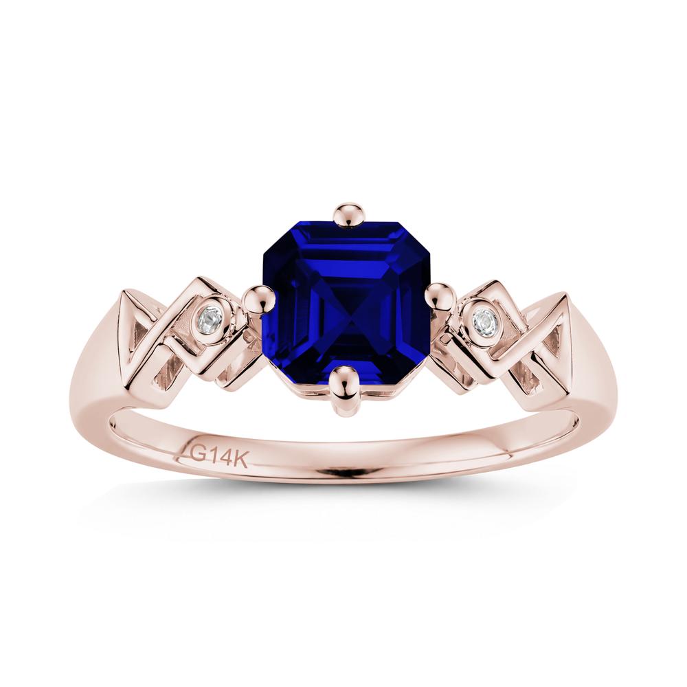 Asscher Cut Sapphire Engraved Fish Ring - LUO Jewelry #gemstone_Sapphire