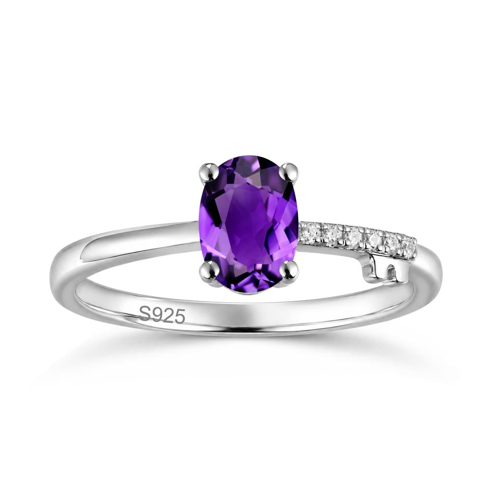 Oval Shaped Emerald Key Ring - LUO Jewelry #gemstone_Amethyst
