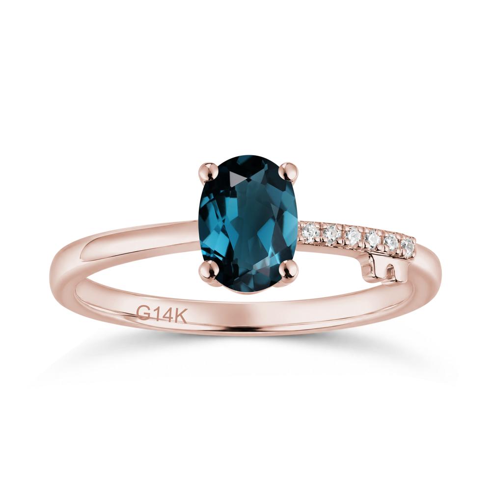 Oval Shaped Emerald Key Ring - LUO Jewelry #gemstone_London Blue Topaz