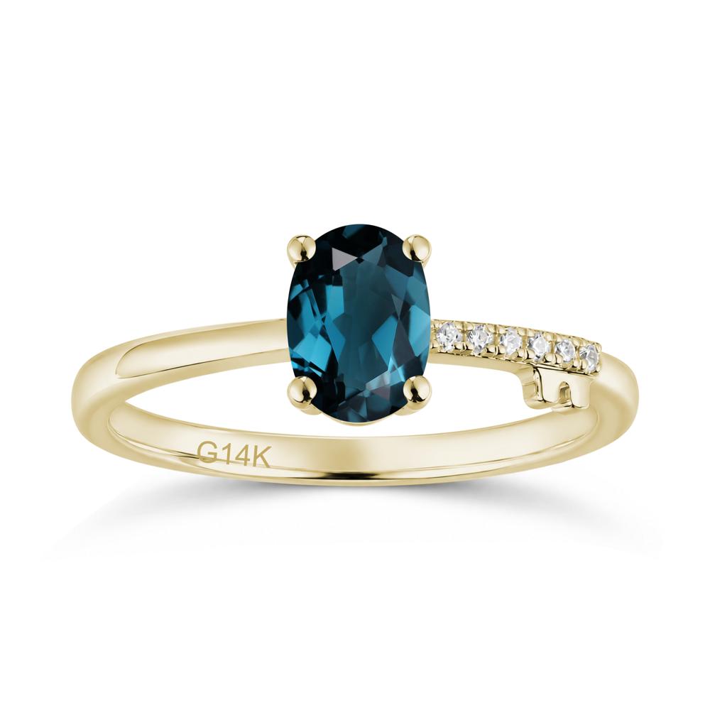 Oval Shaped Emerald Key Ring - LUO Jewelry #gemstone_London Blue Topaz
