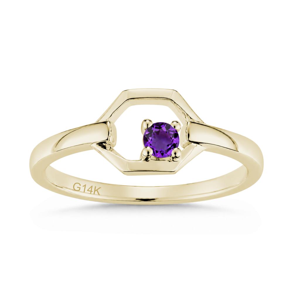 Minimalist Petite Solitaire Amethyst Ring - LUO Jewelry #gemstone_Amethyst