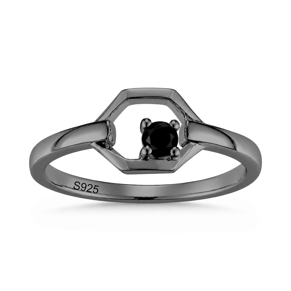 Minimalist Petite Solitaire Amethyst Ring - LUO Jewelry #gemstone_Black Spinel