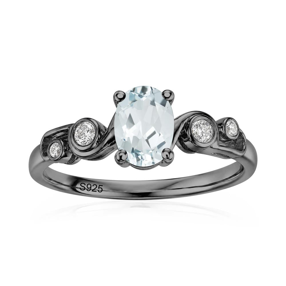 Oval Shaped London Blue Topaz Twisted Ring - LUO Jewelry #gemstone_Aquamarine