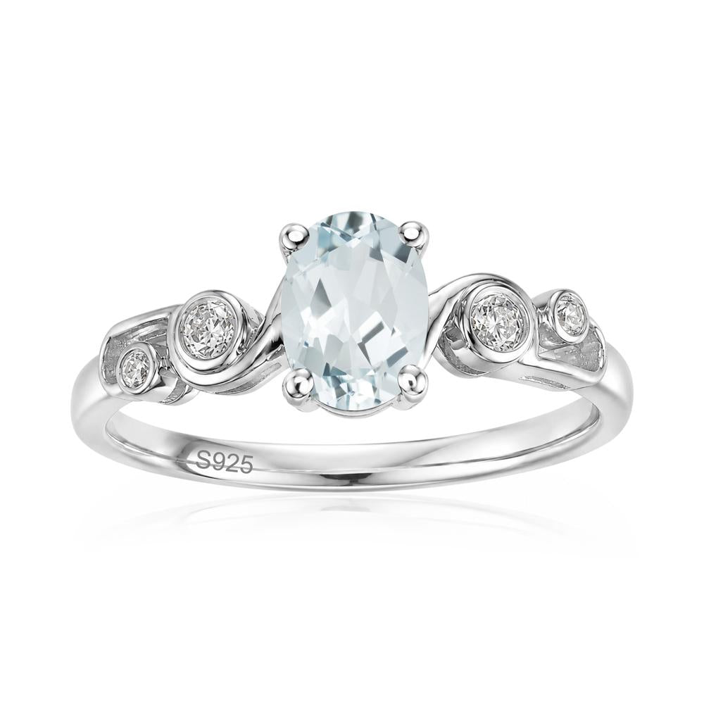 Oval Shaped London Blue Topaz Twisted Ring - LUO Jewelry #gemstone_Aquamarine