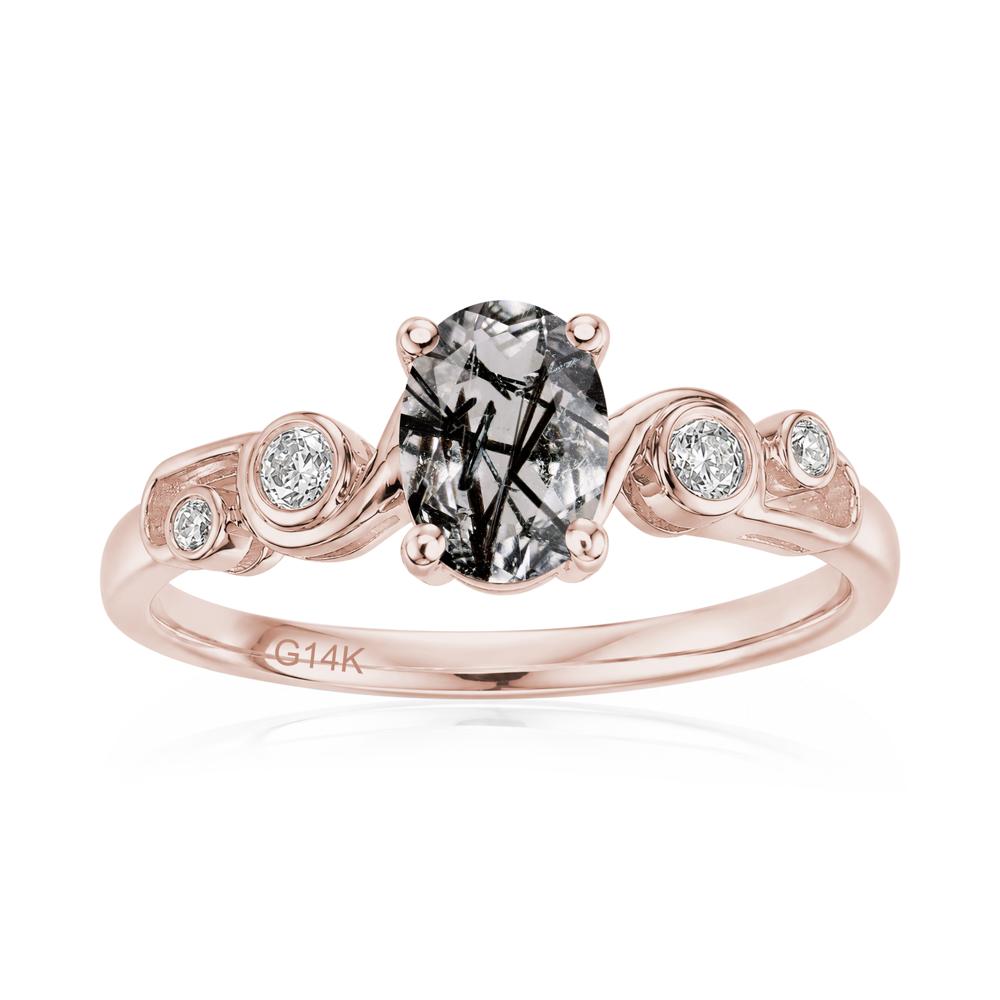 Oval Shaped London Blue Topaz Twisted Ring - LUO Jewelry #gemstone_Black Rutilated Quartz