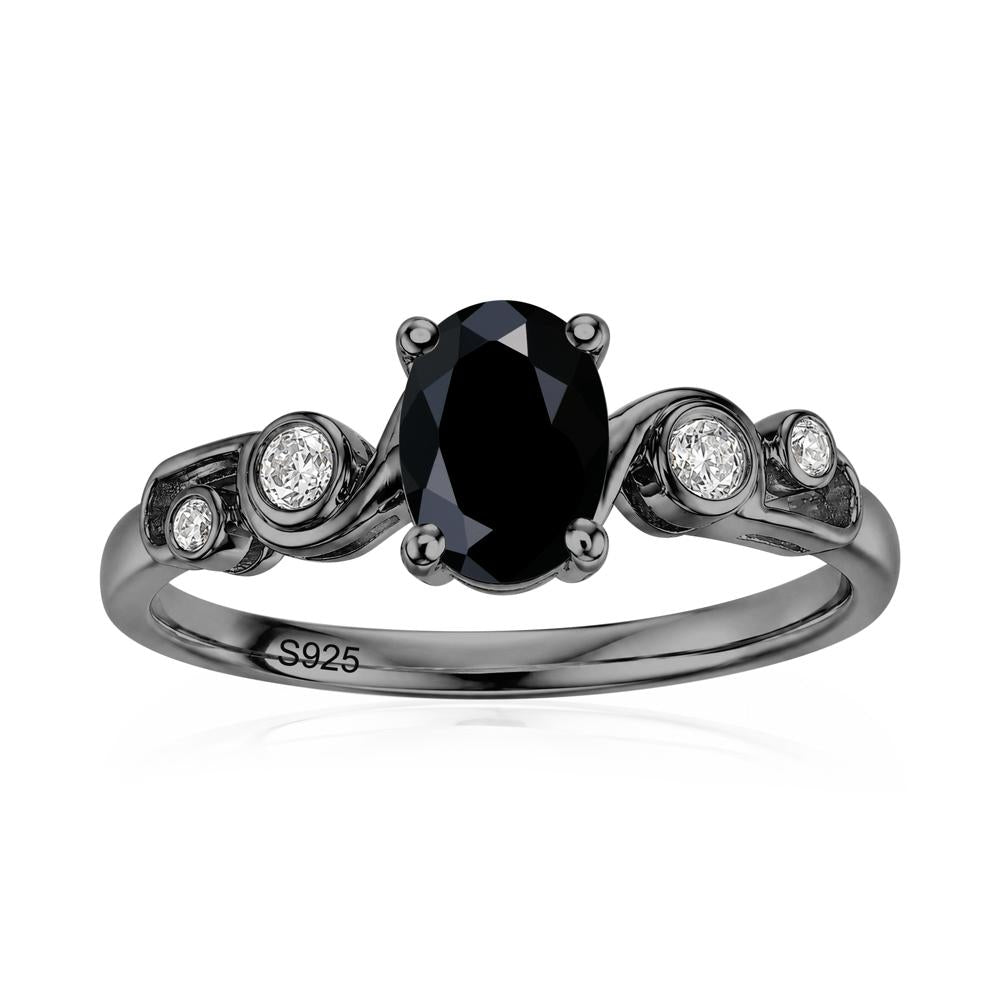 Oval Shaped London Blue Topaz Twisted Ring - LUO Jewelry #gemstone_Black Spinel