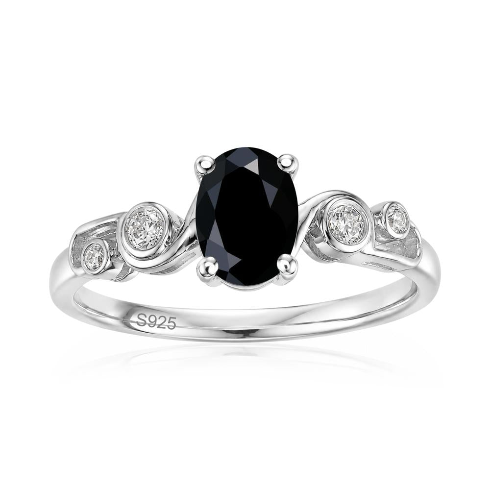 Oval Shaped London Blue Topaz Twisted Ring - LUO Jewelry #gemstone_Black Spinel