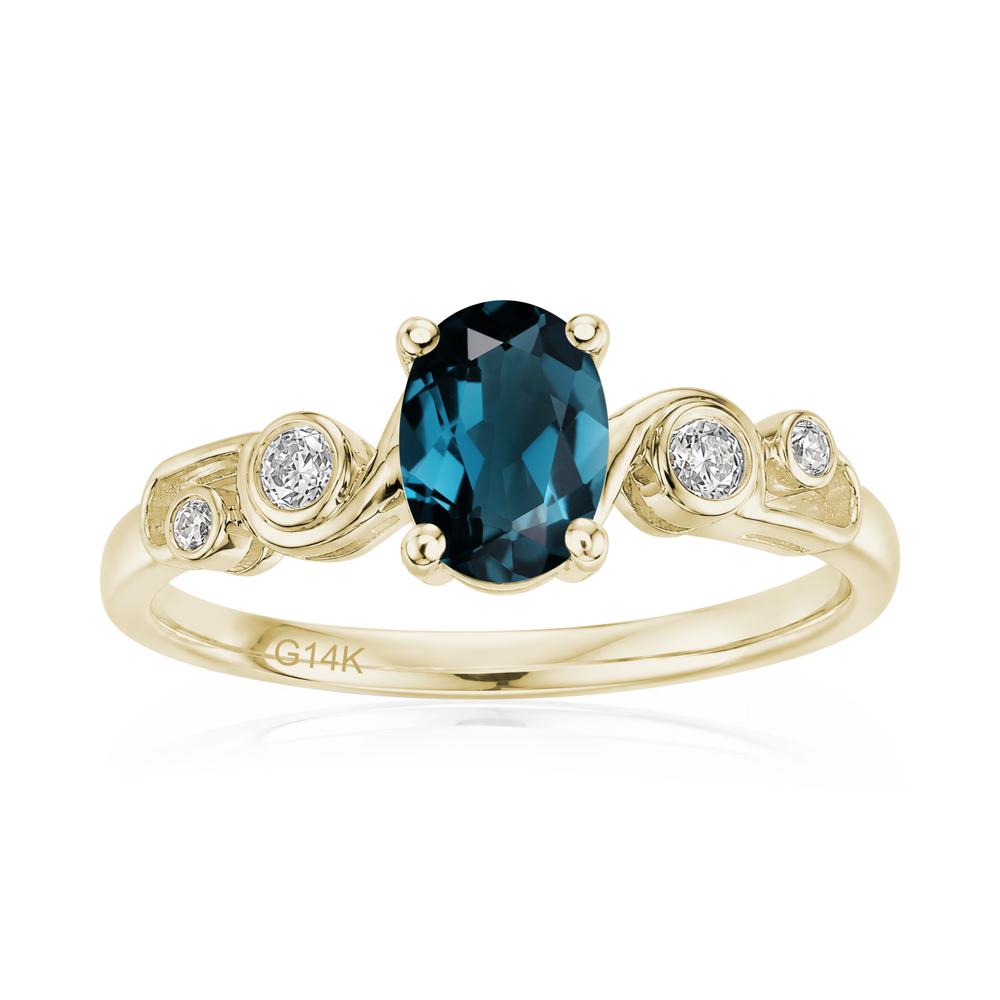 Oval Shaped London Blue Topaz Twisted Ring - LUO Jewelry #gemstone_London Blue Topaz