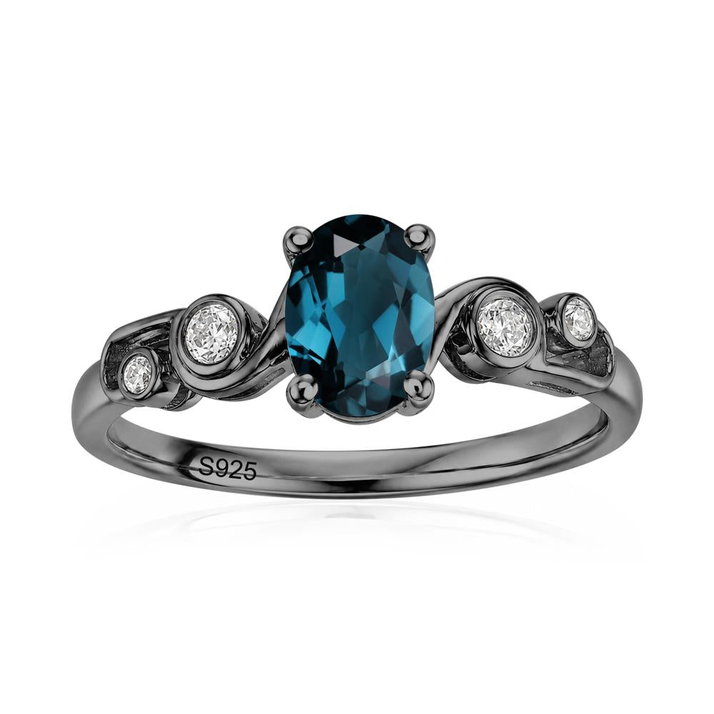 Oval Shaped London Blue Topaz Twisted Ring - LUO Jewelry #gemstone_London Blue Topaz