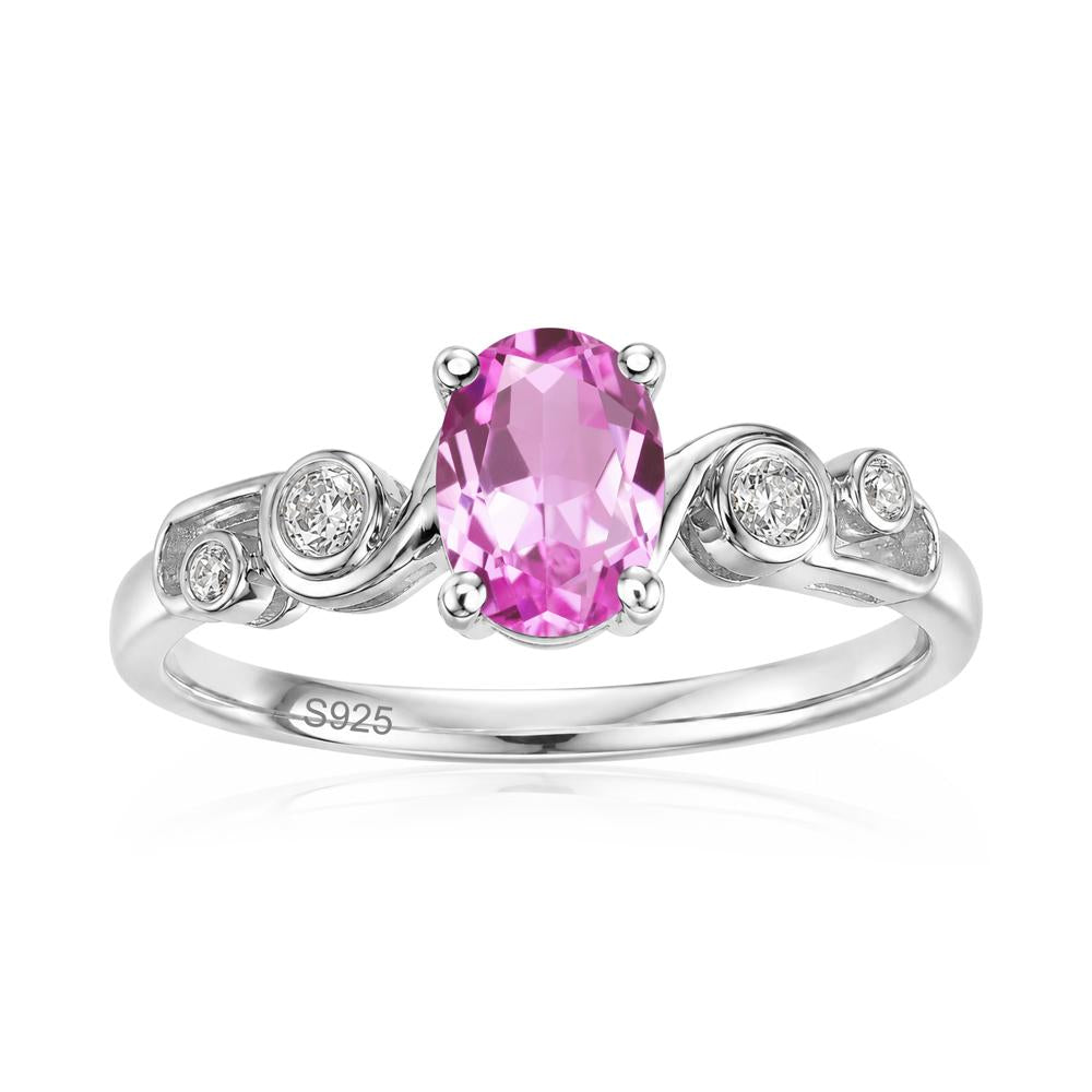Oval Shaped London Blue Topaz Twisted Ring - LUO Jewelry #gemstone_Pink Sapphire