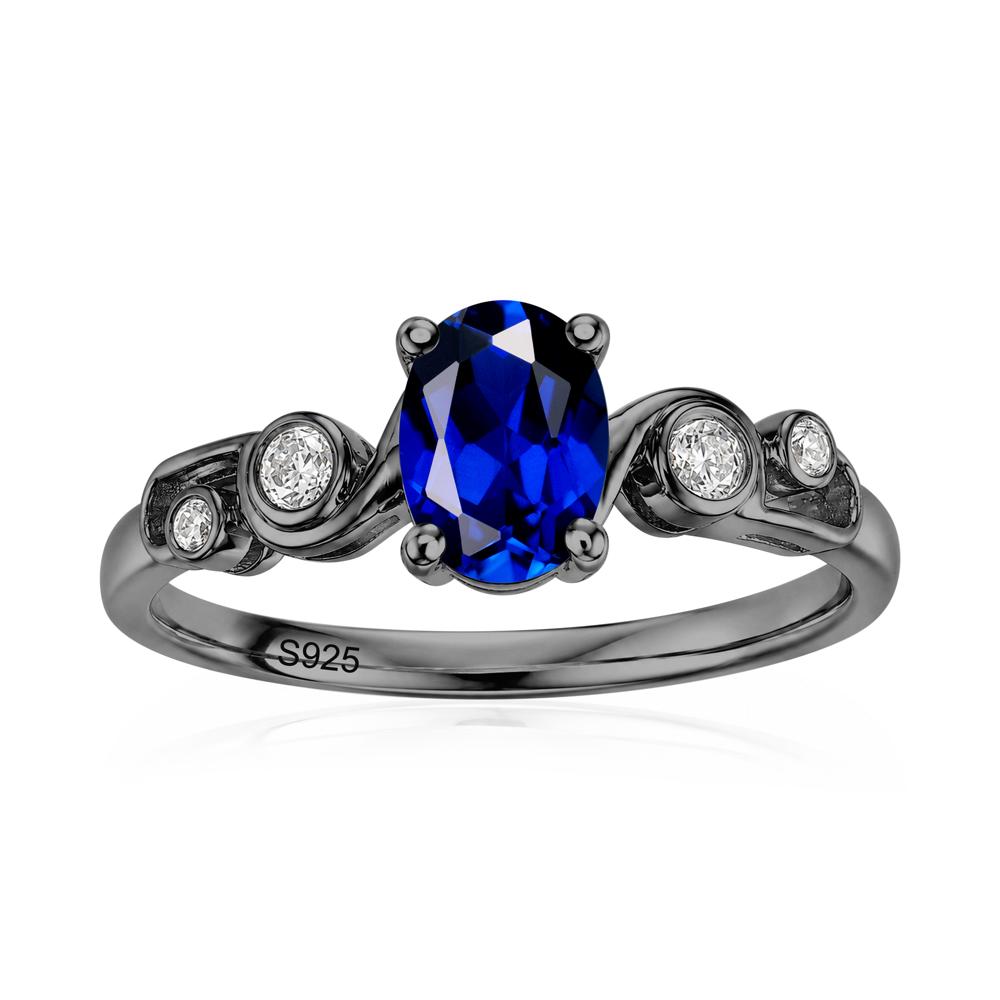 Oval Shaped London Blue Topaz Twisted Ring - LUO Jewelry #gemstone_Sapphire