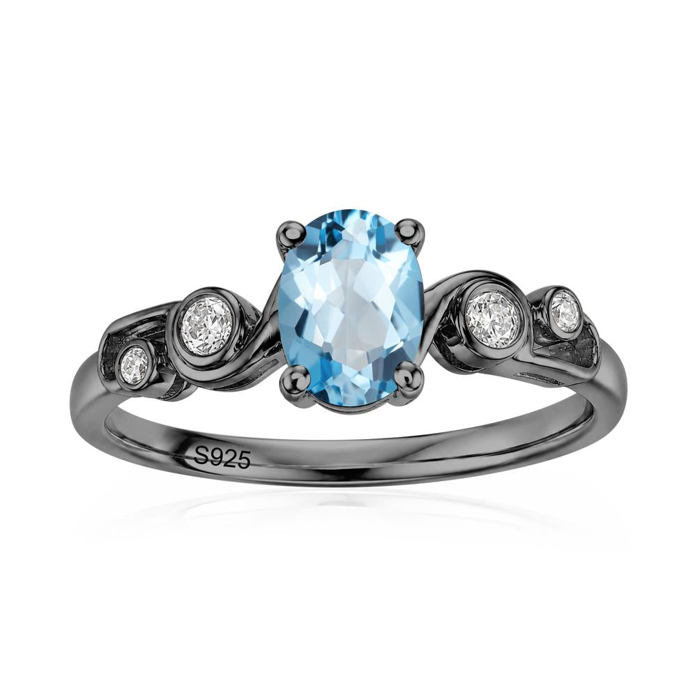 Oval Shaped London Blue Topaz Twisted Ring - LUO Jewelry #gemstone_Swiss Blue Topaz
