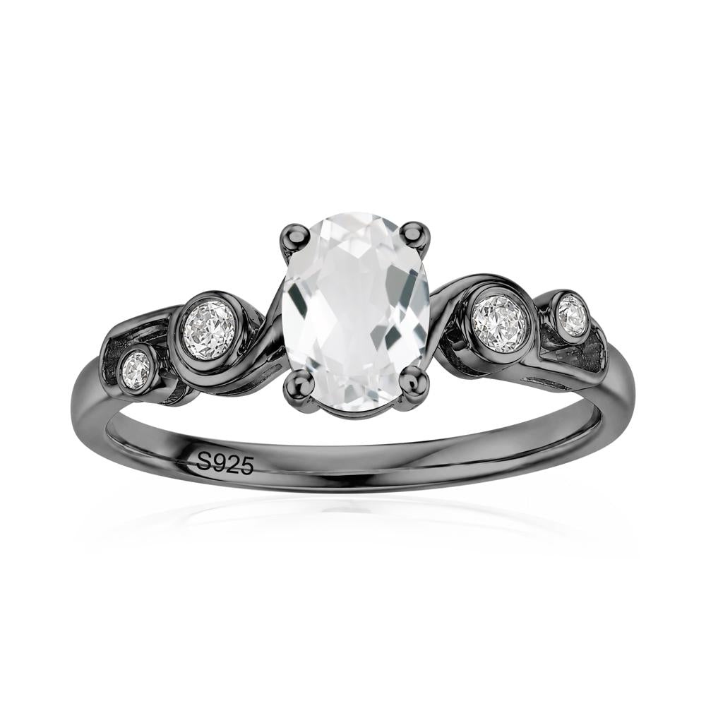 Oval Shaped London Blue Topaz Twisted Ring - LUO Jewelry #gemstone_White Topaz
