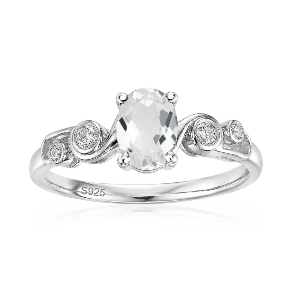 Oval Shaped London Blue Topaz Twisted Ring - LUO Jewelry #gemstone_White Topaz