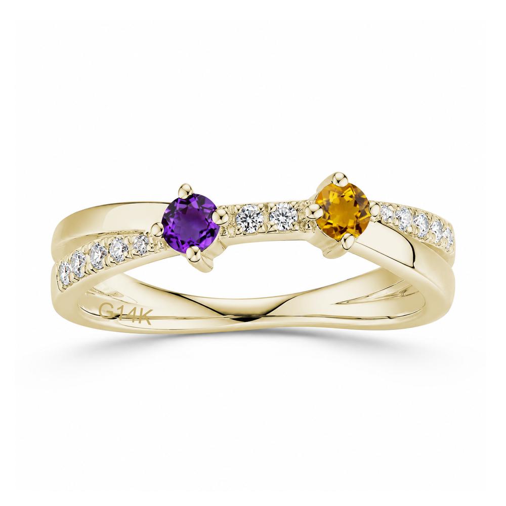 Toi Et Moi Citrine and Garnet Crossover Ring - LUO Jewelry #gemstone_Amethyst and Citrine