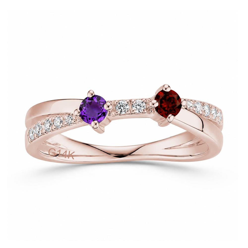 Toi Et Moi Citrine and Garnet Crossover Ring - LUO Jewelry #gemstone_Amethyst and Garnet