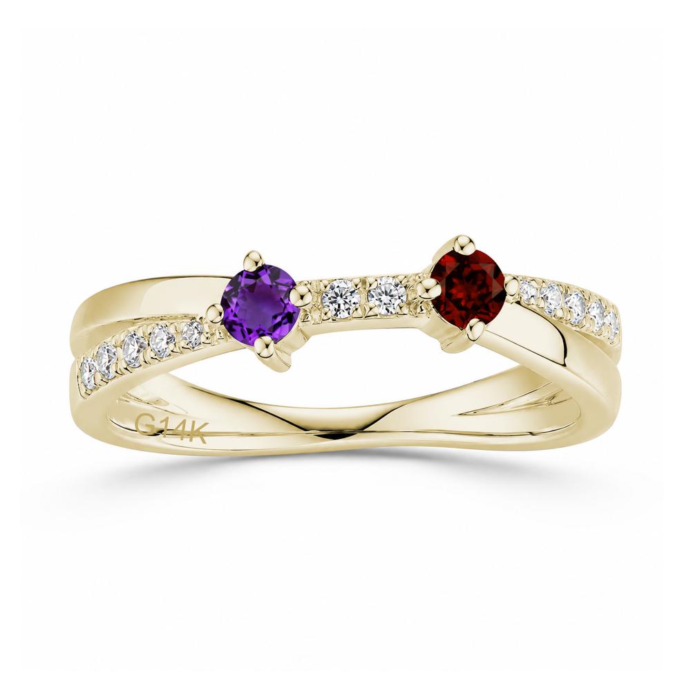 Toi Et Moi Citrine and Garnet Crossover Ring - LUO Jewelry #gemstone_Amethyst and Garnet