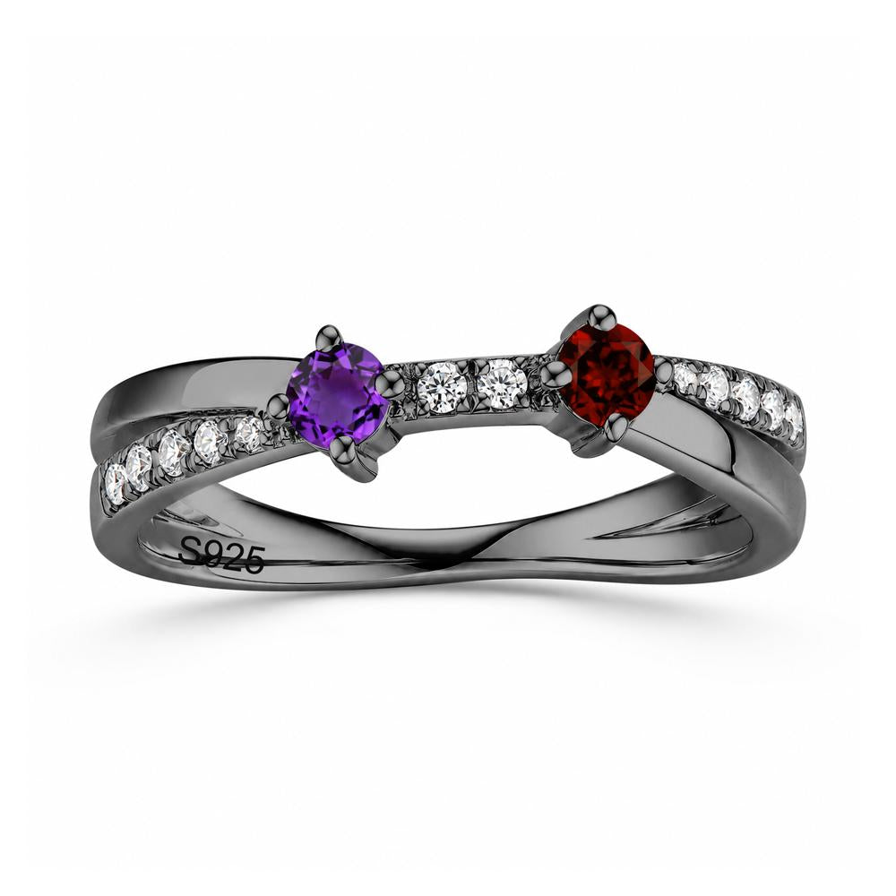 Toi Et Moi Citrine and Garnet Crossover Ring - LUO Jewelry #gemstone_Amethyst and Garnet
