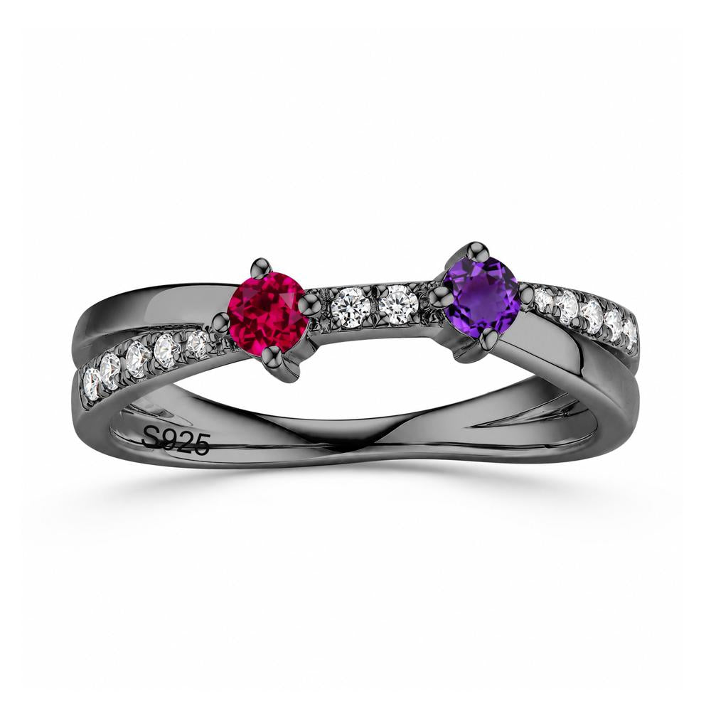 Toi Et Moi Citrine and Garnet Crossover Ring - LUO Jewelry #gemstone_Amethyst and Ruby