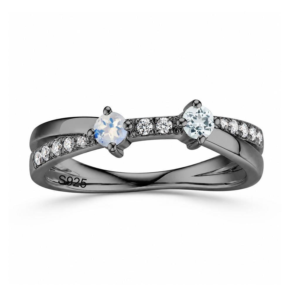 Toi Et Moi Citrine and Garnet Crossover Ring - LUO Jewelry #gemstone_Aquamarine and Moonstone