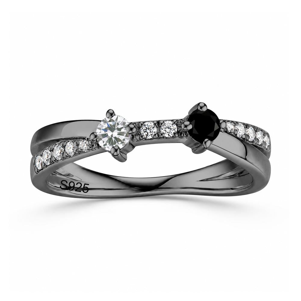 Toi Et Moi Citrine and Garnet Crossover Ring - LUO Jewelry #gemstone_Black Spinel and Cubic Zirconia