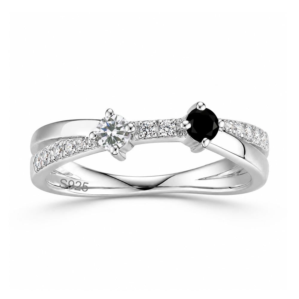 Toi Et Moi Citrine and Garnet Crossover Ring - LUO Jewelry #gemstone_Black Spinel and Cubic Zirconia