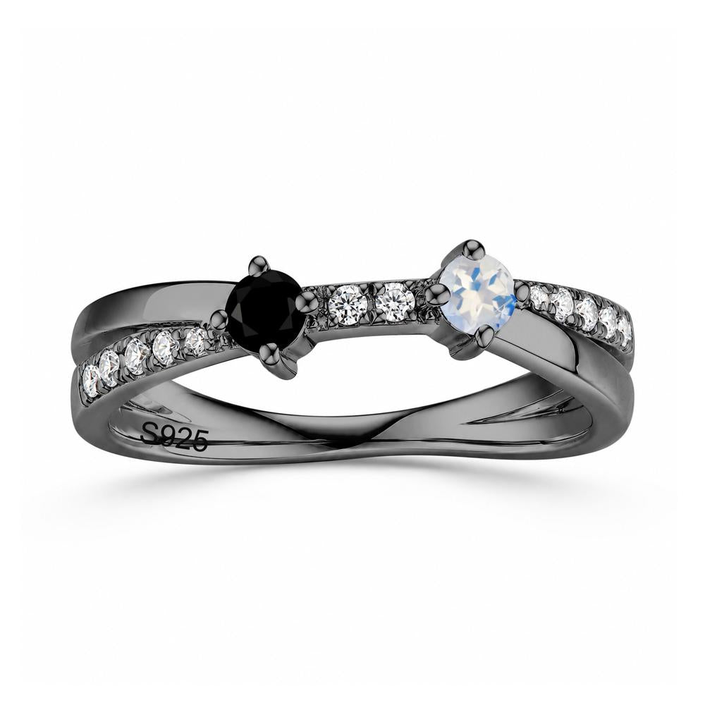 Toi Et Moi Citrine and Garnet Crossover Ring - LUO Jewelry #gemstone_Black Spinel and Moonstone