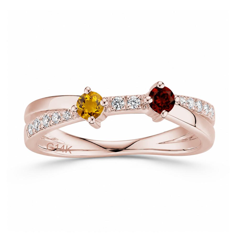 Toi Et Moi Citrine and Garnet Crossover Ring - LUO Jewelry #gemstone_Citrine and Garnet