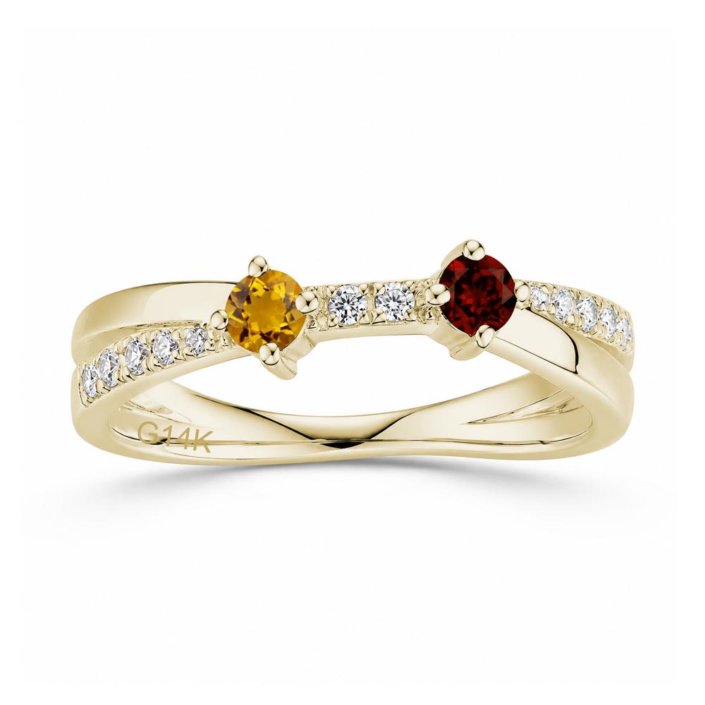 Toi Et Moi Citrine and Garnet Crossover Ring - LUO Jewelry #gemstone_Citrine and Garnet