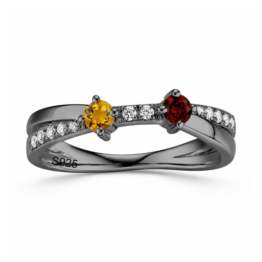 Toi Et Moi Citrine and Garnet Crossover Ring - LUO Jewelry #gemstone_Citrine and Garnet