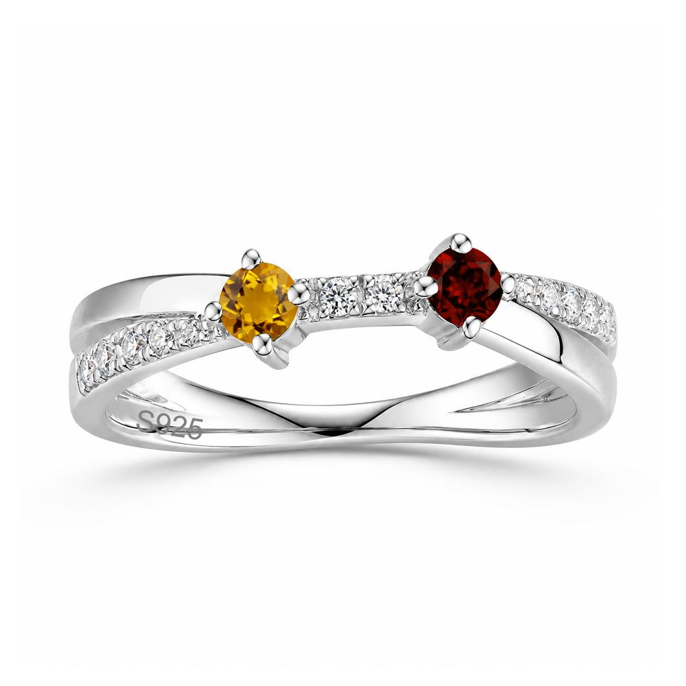 Toi Et Moi Citrine and Garnet Crossover Ring - LUO Jewelry #gemstone_Citrine and Garnet