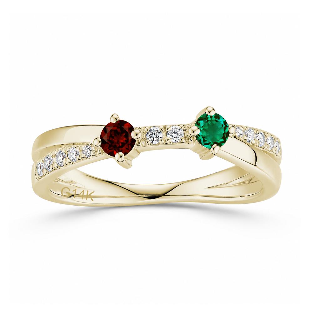 Toi Et Moi Citrine and Garnet Crossover Ring - LUO Jewelry #gemstone_Emerald and Garnet