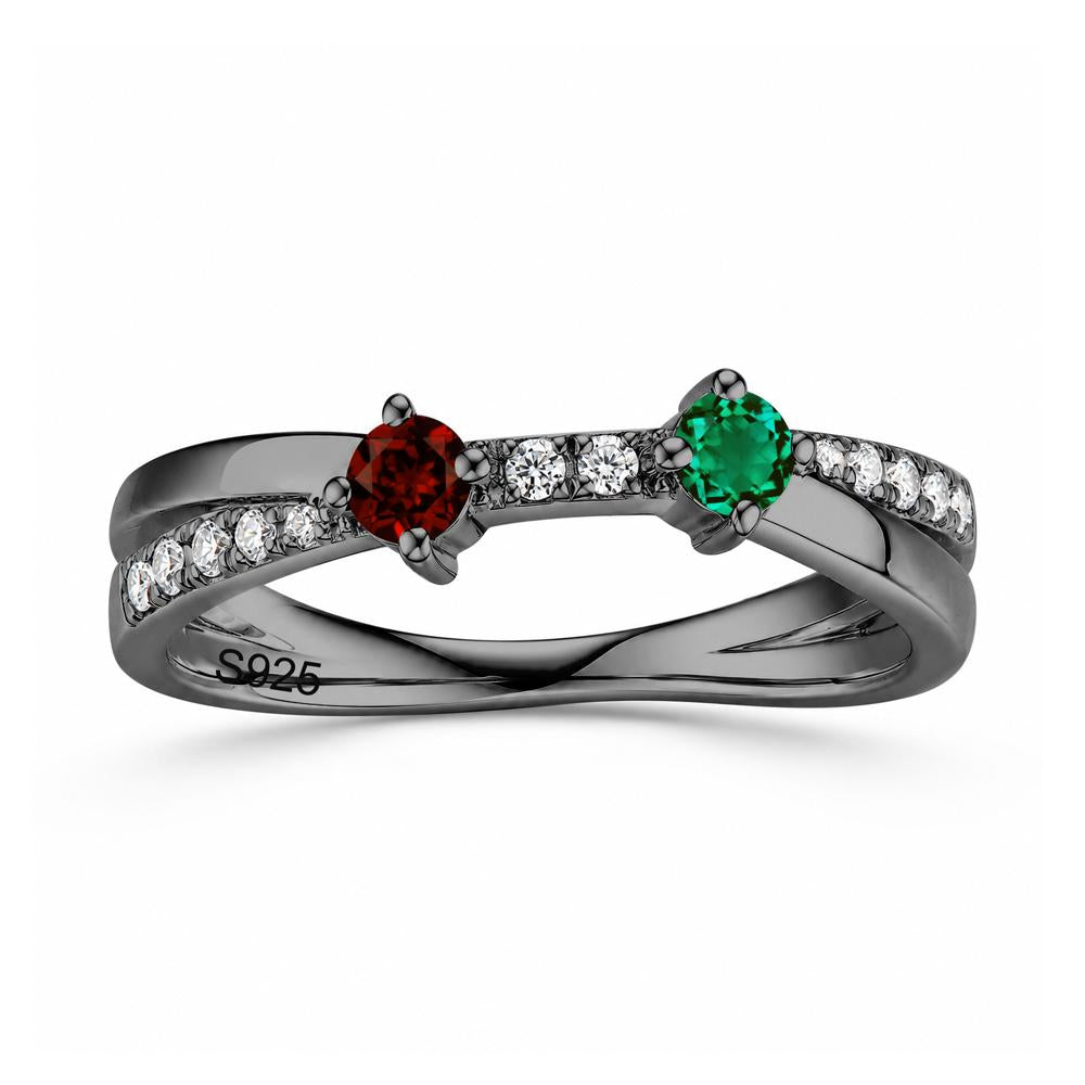 Toi Et Moi Citrine and Garnet Crossover Ring - LUO Jewelry #gemstone_Emerald and Garnet