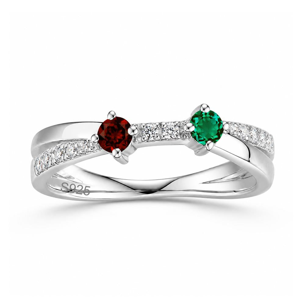 Toi Et Moi Citrine and Garnet Crossover Ring - LUO Jewelry #gemstone_Emerald and Garnet