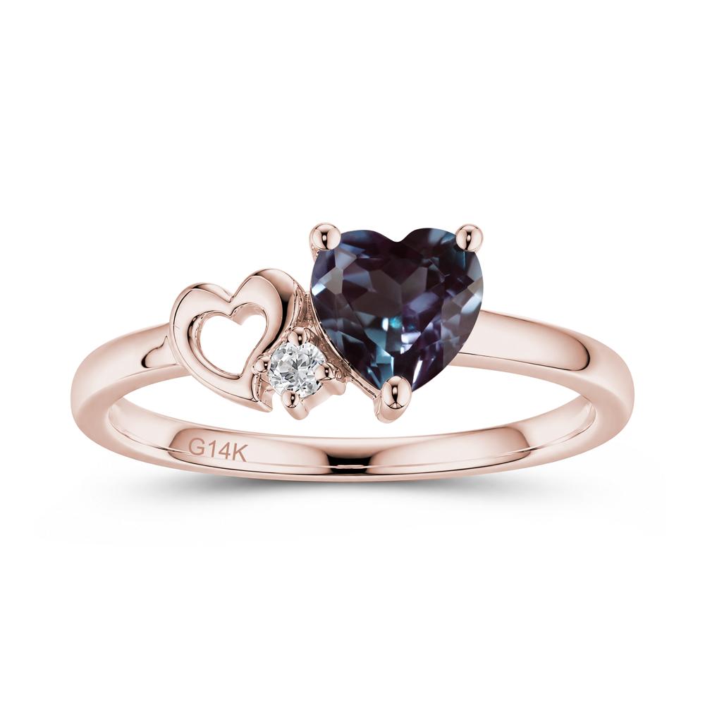 Dainty Daul Heart Amethyst Ring - LUO Jewelry #gemstone_Alexandrite