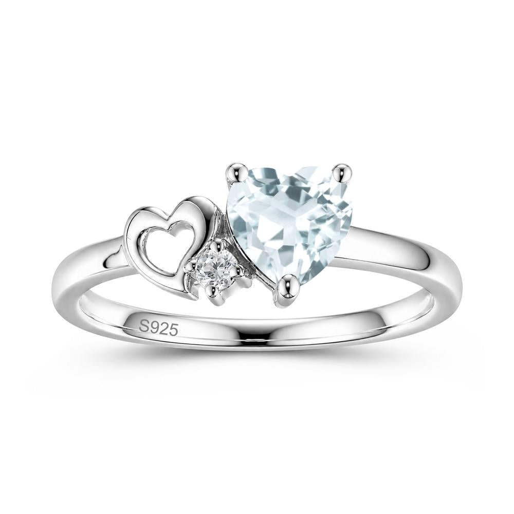 Dainty Daul Heart Amethyst Ring - LUO Jewelry #gemstone_Aquamarine