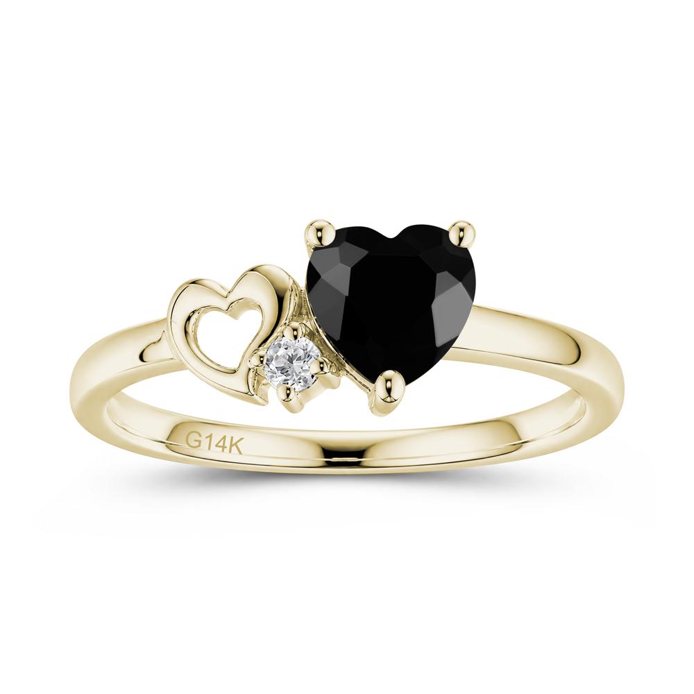 Dainty Daul Heart Amethyst Ring - LUO Jewelry #gemstone_Black Spinel