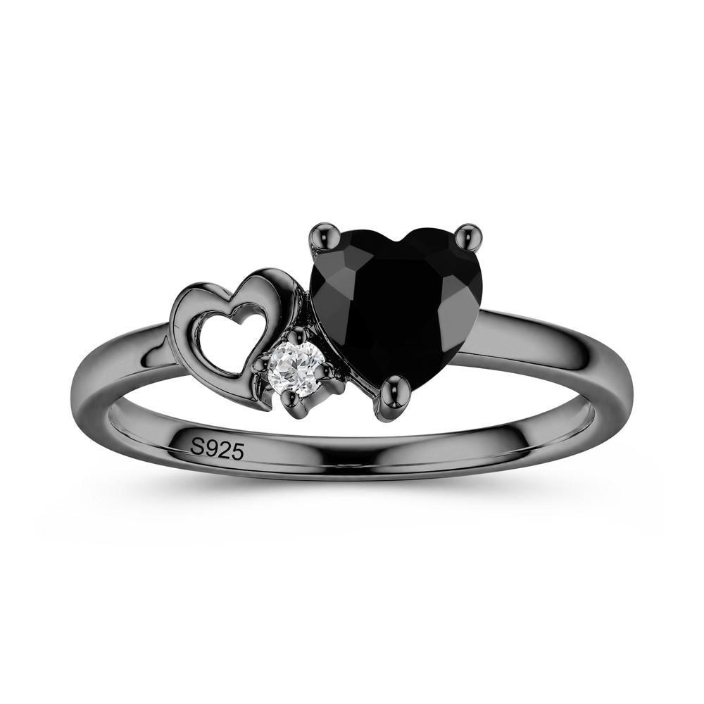 Dainty Daul Heart Amethyst Ring - LUO Jewelry #gemstone_Black Spinel